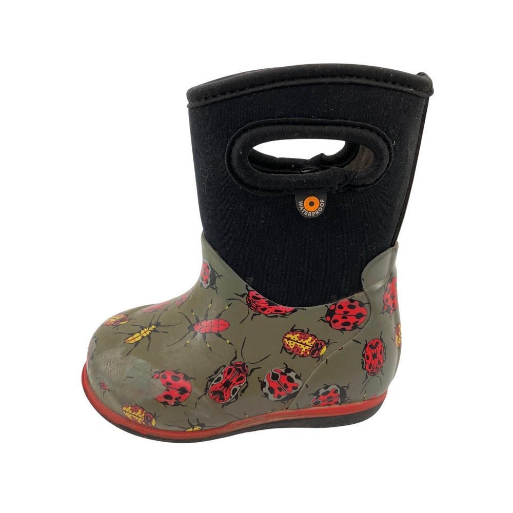Bogs Classic Bugs Rain Boots Infants 6 Olive Green Good Waterproof Insulated